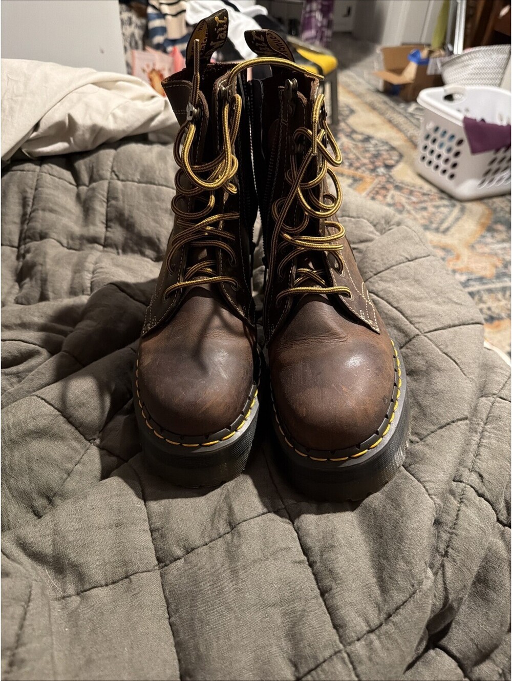 EUC DOC MARTENS JADON BOOT ARC CRAZY HORSE PLATFORMS 9 M BROWN LEATHER